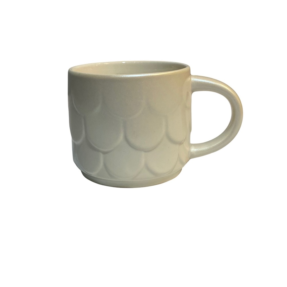 Starbucks Pearlescent White Mermaid Scale Ceramic Coffee Mug 14oz 2023 BZ C22